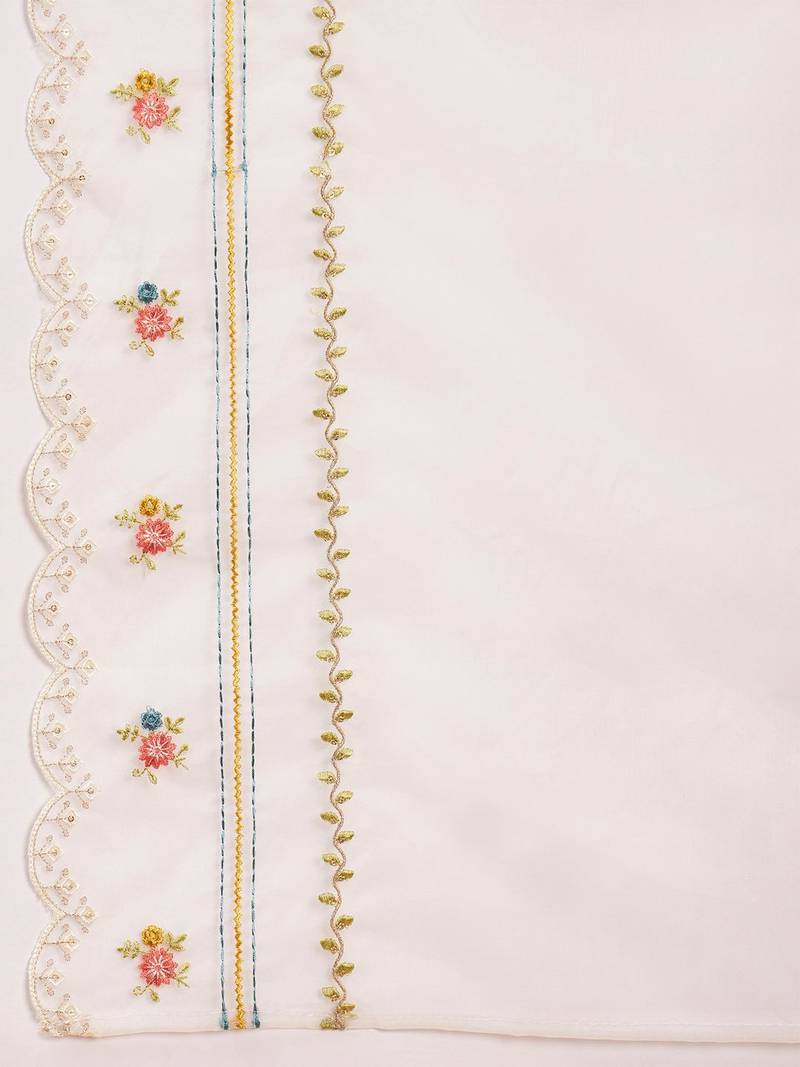 Women Floral Embroidered Regular Thread Work  Cotton Kurta with Trousers & With Dupatta