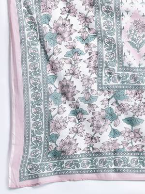 Women Floral Printed  Cotton Kurta with Trousers & With Dupatta 4