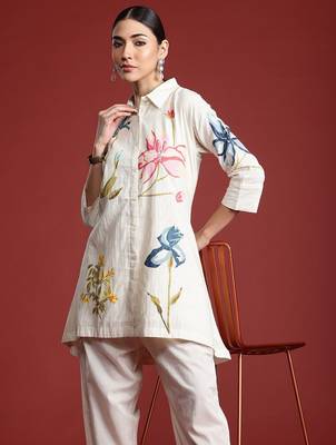 Floral Printed  Cotton Kurti with Trousers 2