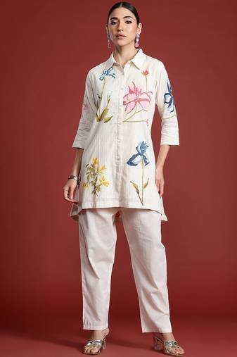 Floral Printed  Cotton Kurti with Trousers