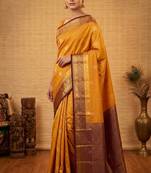 Golden and purple soft silk saree with blouse