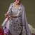 Round Neck Floral Printed Empire Sequinned Cotton Kurta with Trouser & Dupatta