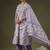 Round Neck Floral Printed Empire Sequinned Cotton Kurta with Trouser & Dupatta