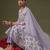 Round Neck Floral Printed Empire Sequinned Cotton Kurta with Trouser & Dupatta