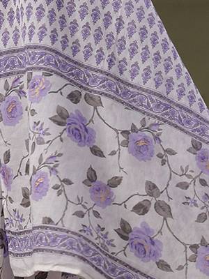 Round Neck Floral Printed Empire Sequinned Cotton Kurta with Trouser & Dupatta 6