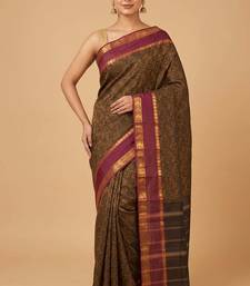 Black and magenta kanchi cotton saree with blouse