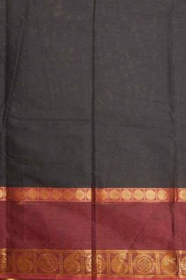 Black and magenta kanchi cotton saree with blouse 3