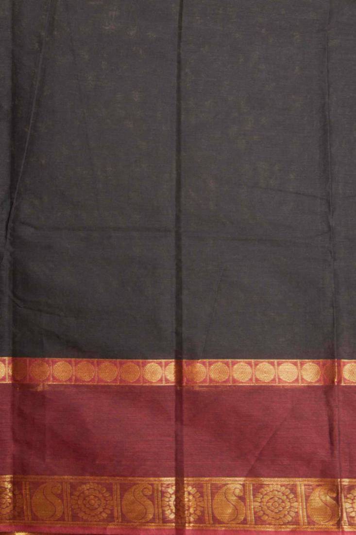 Black and magenta kanchi cotton saree with blouse