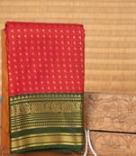 Red and green aayiram butta semi silk saree with blouse