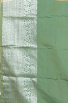 Black and green semi silk saree with blouse 3