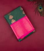 Green and pink semi silk saree with blouse