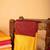 Maroon and yellow semi silk saree with blouse
