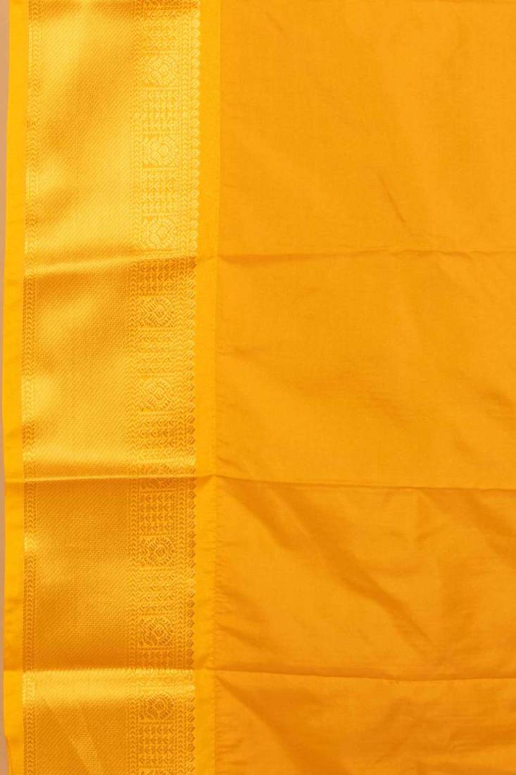 Maroon and yellow semi silk saree with blouse