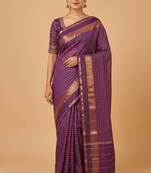 Purple muthu kattam kanchi cotton saree with blouse