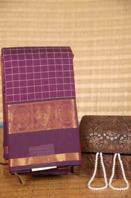 Purple muthu kattam kanchi cotton saree with blouse 2