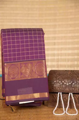 Purple muthu kattam kanchi cotton saree with blouse