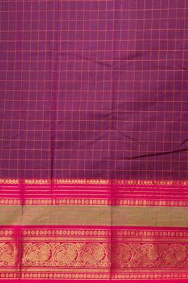 Purple traditional kanchi cotton saree with blouse 3