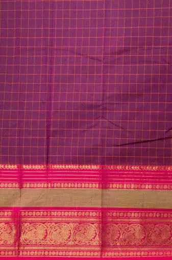 Purple traditional kanchi cotton saree with blouse