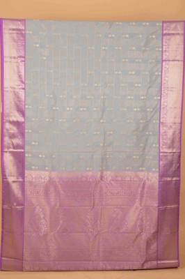 Grey and lavender semi silk saree with blouse 3