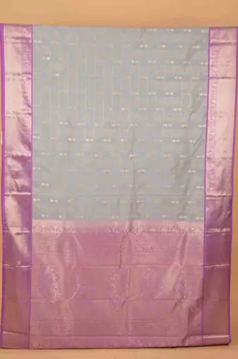 Grey and lavender semi silk saree with blouse