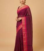 Purple adukku pettu kanchi cotton saree with blouse