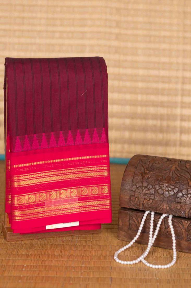 Purple adukku pettu kanchi cotton saree with blouse