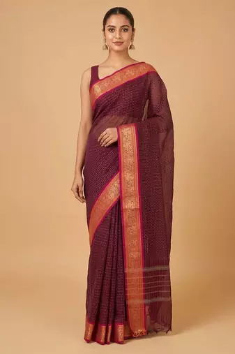 Purple aayiram butta kanchi cotton saree with blouse