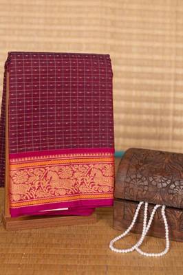 Purple aayiram butta kanchi cotton saree with blouse 2