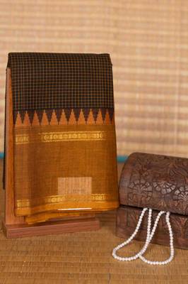 Black kanchi cotton saree with blouse 2