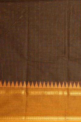 Black kanchi cotton saree with blouse 3