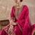 Ethnic Motifs Embroidered Round Neck Zari Kurta With Palazzos & Dupatta