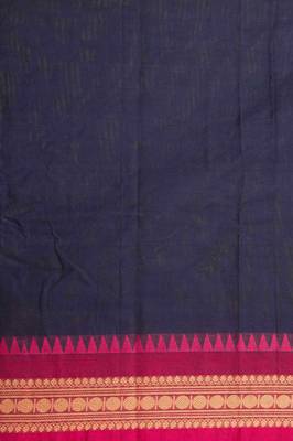 Navyblue and purple kanchi cotton saree with blouse 4