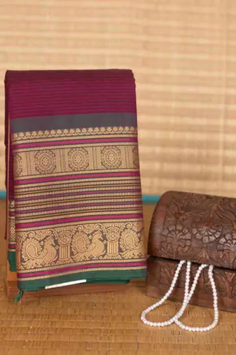 Purple veldhari kanchi cotton saree with blouse