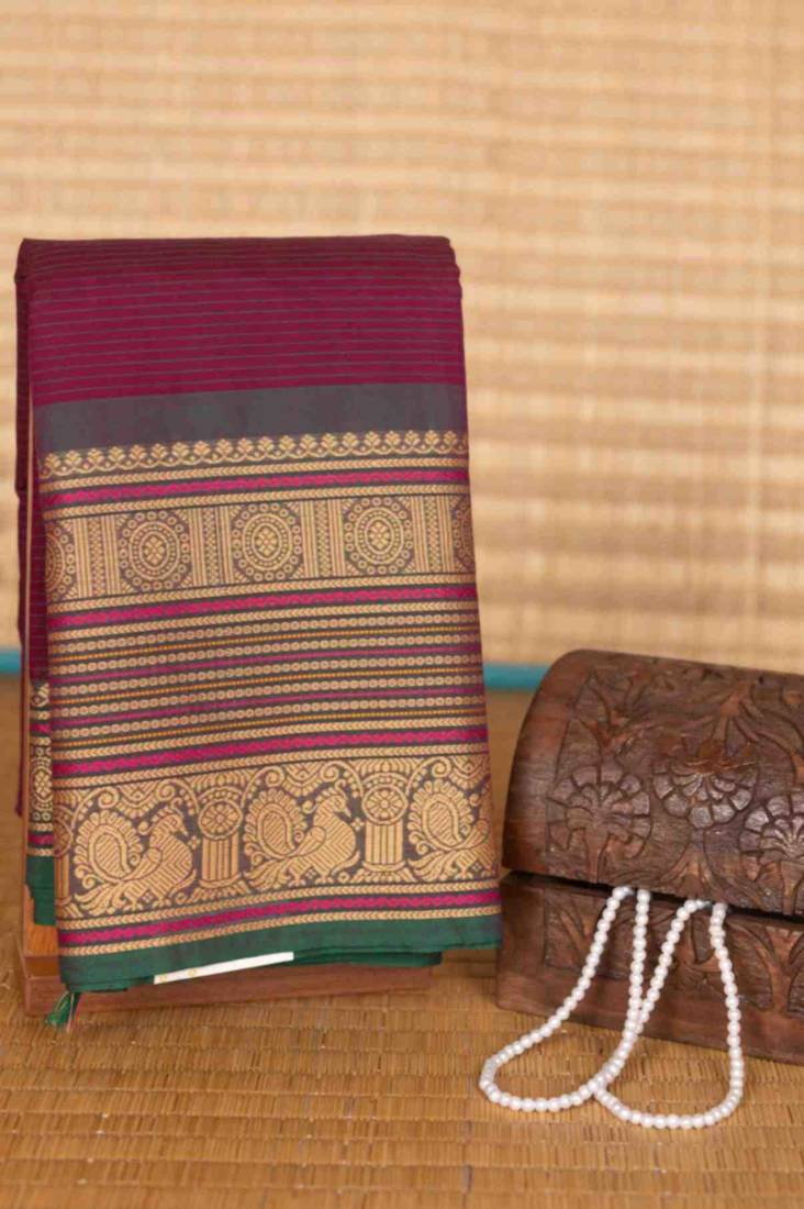 Purple veldhari kanchi cotton saree with blouse