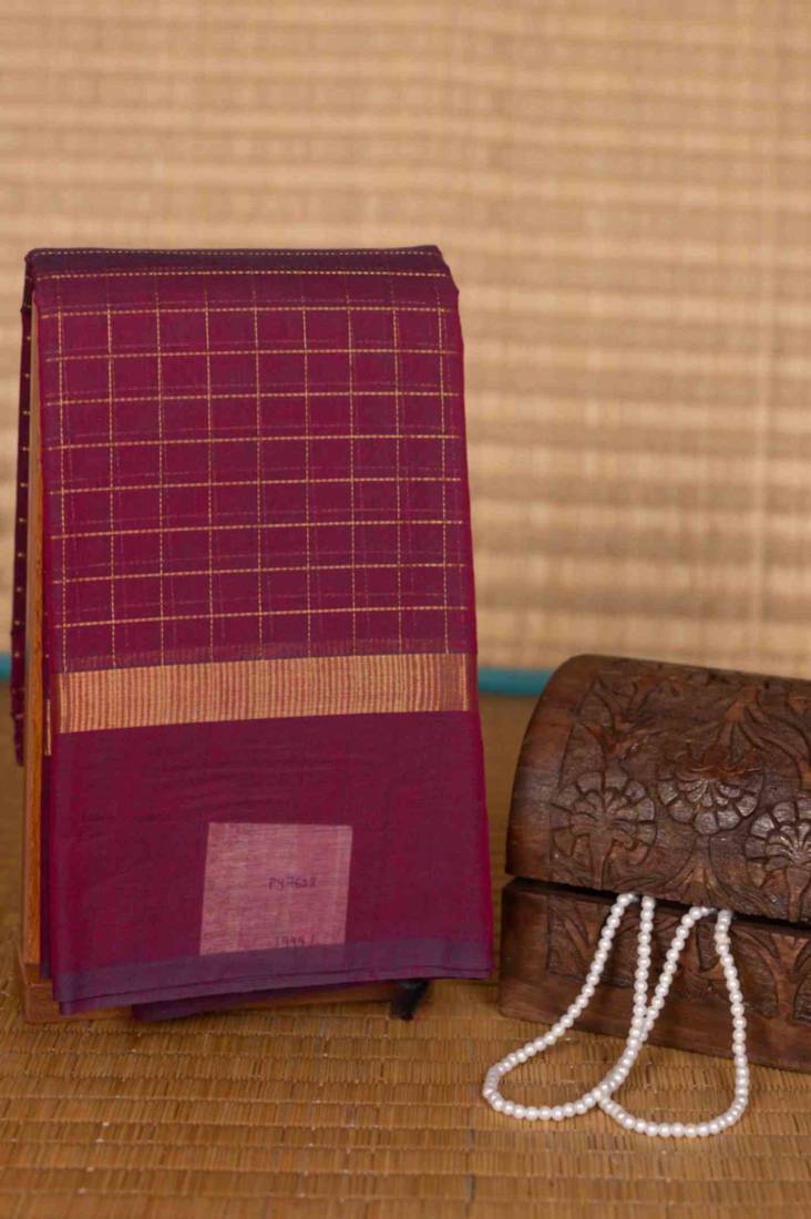 Purple muthu kattam kanchi cotton saree with blouse