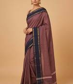 Grape purple and blue kanchi cotton saree with blouse