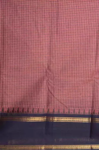 Grape purple and blue kanchi cotton saree with blouse