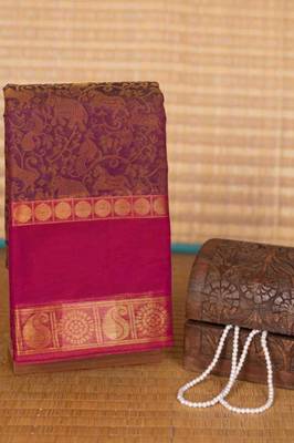 Purple vanasingaram kanchi cotton saree with blouse 2