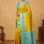 Lime green and turquoise touch silk saree with blouse