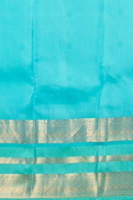 Lime green and turquoise touch silk saree with blouse 4