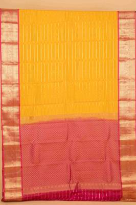 Yellow and pink veldhari touch silk saree with blouse 2