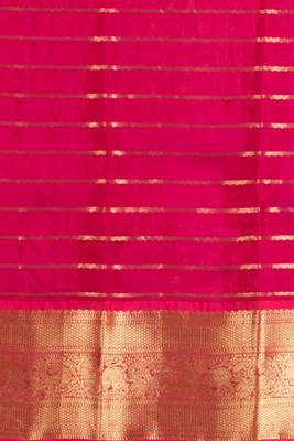 Yellow and pink veldhari touch silk saree with blouse 3