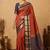 Rust and blue touch silk saree with blouse
