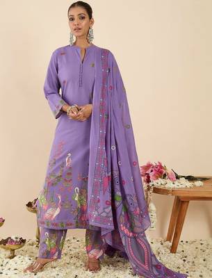 Women Ethnic Motifs Printed Regular Pure Cotton Kurta with Trousers & With Dupatta 1