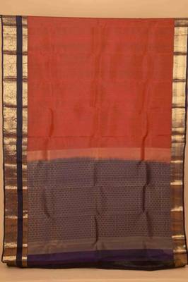 Rust and blue touch silk saree with blouse 3