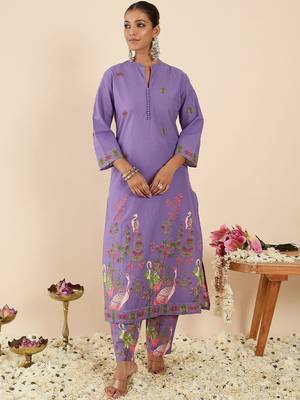 Women Ethnic Motifs Printed Regular Pure Cotton Kurta with Trousers & With Dupatta 6