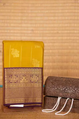 Mehendi green and purple soft silk saree with blouse