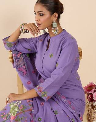 Women Ethnic Motifs Printed Regular Pure Cotton Kurta with Trousers & With Dupatta 7