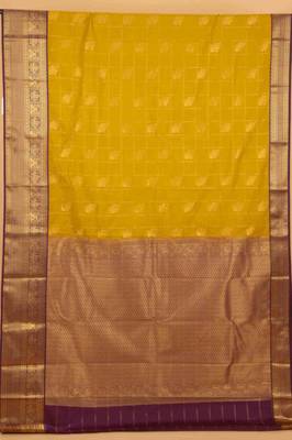 Mehendi green and purple soft silk saree with blouse 3
