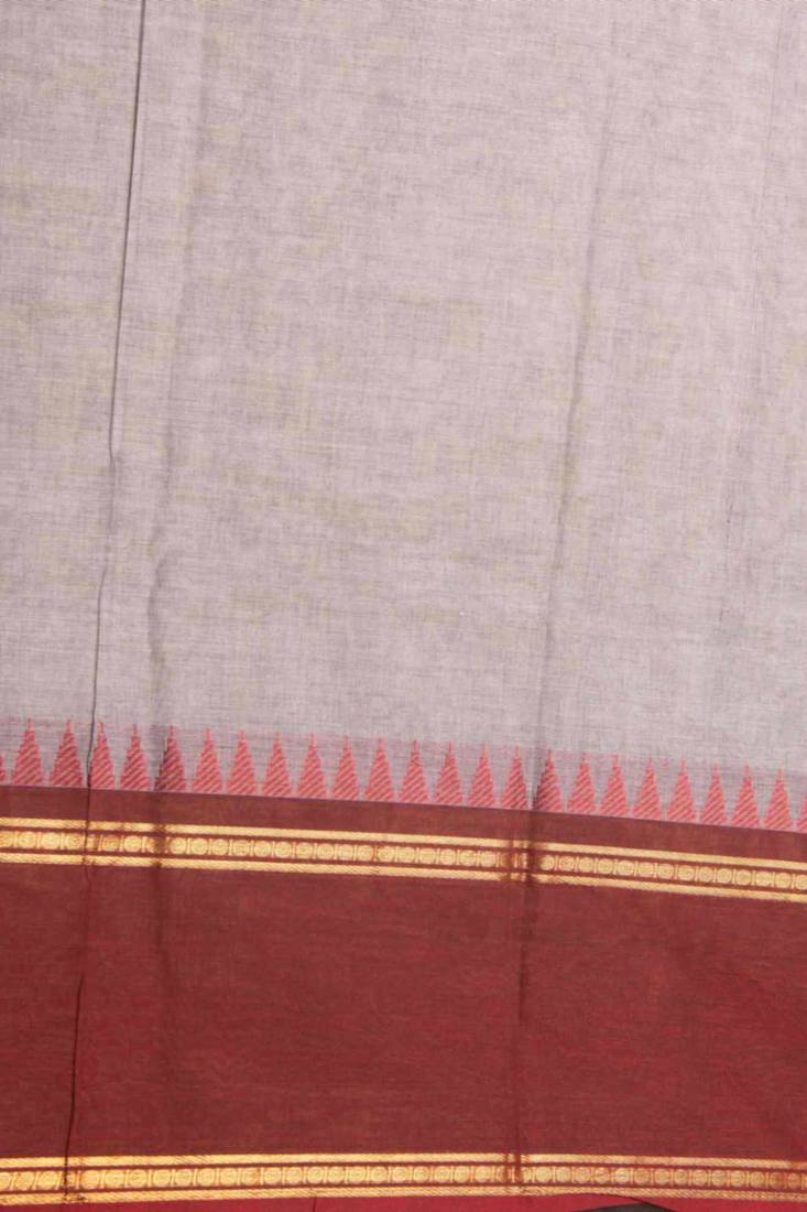 Grey with black and pink retta pettu kanchi cotton saree with blouse